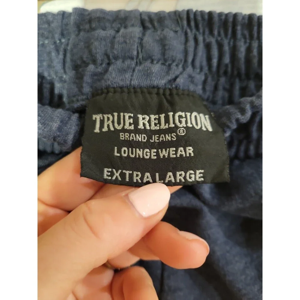 True Religion Loungewear Jogger Sweatpants Navy Logo Zip Pocket Men's XL